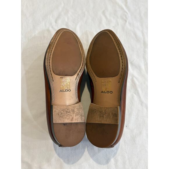 Aldo Leather Loafers Brown Gold Chain Accent Slip On Mens 8 EU 41 main image 10
